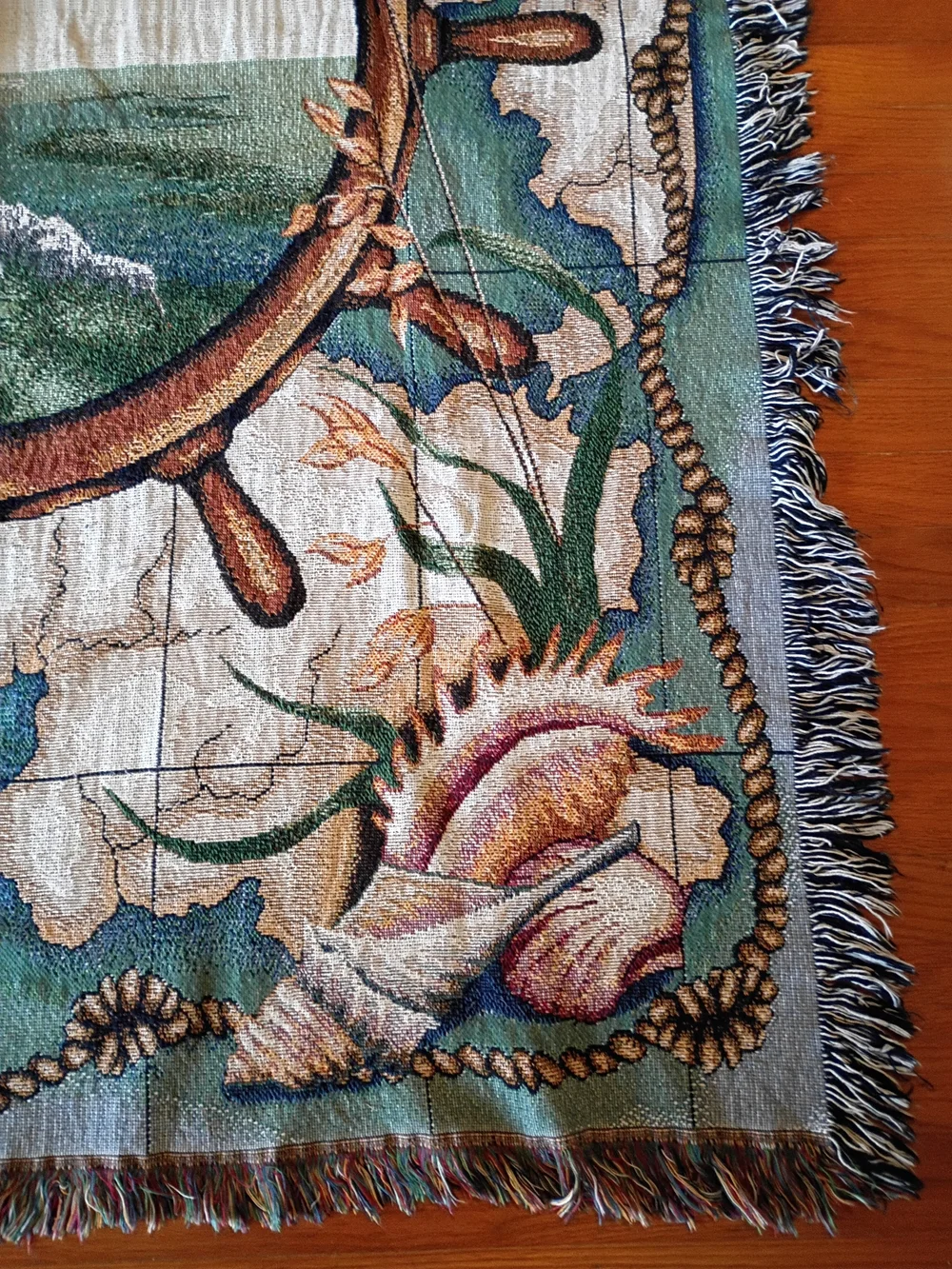 Nautical Lighthouse Woven Tapestry Throw Blanket Vintage 90s Coastal 66